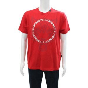 Plein Sport Men's Crewneck Short Sleeves Basic Graphic T-Shirt Red Size L